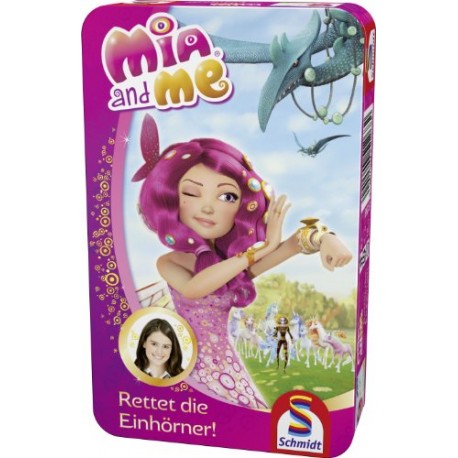 Schmidt Spiele 51268 - Mia and Me, Rettet die Einhörner, Bring mich mit Spiel in der Metalldose