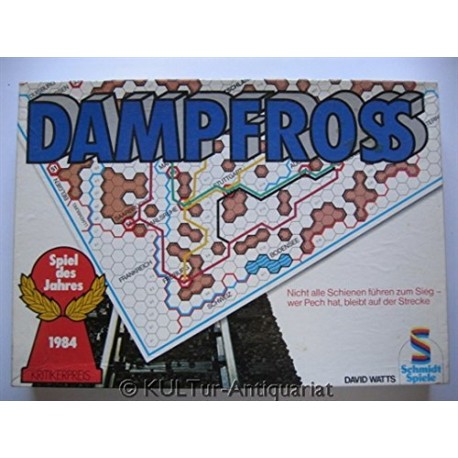 Dampfross. Nicht alle Schienen führen zum Sieg - wer Pech hat, bleibt auf der Strecke. Spiel des Jahres 1984